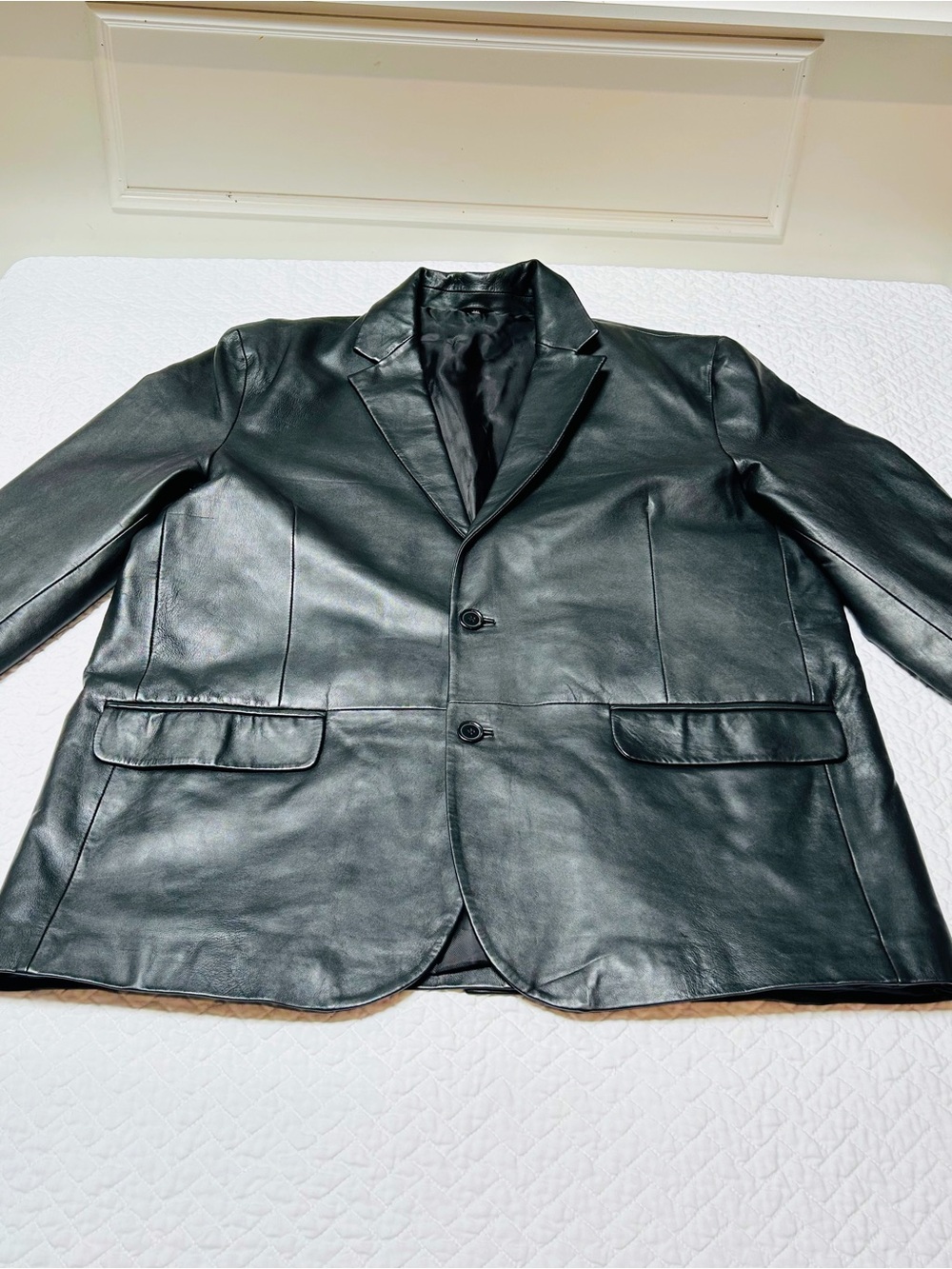 LUCIANO NATAZZI 100% Full Grain Leather / Men’s Two Button Blazer.  SIZE- 3 XL